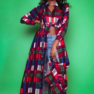 Printed Maxi Dress/ Button Down shirt